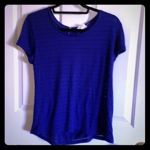 Zara blue basic tee with cutouts size small